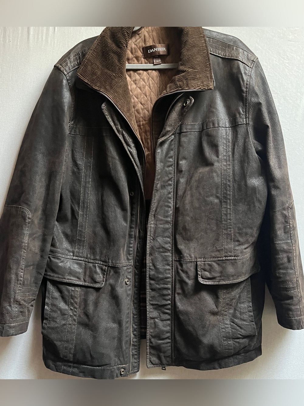 Danier Men's Distressed Brown Genuine Leather Thermolite Field Jacket Size L